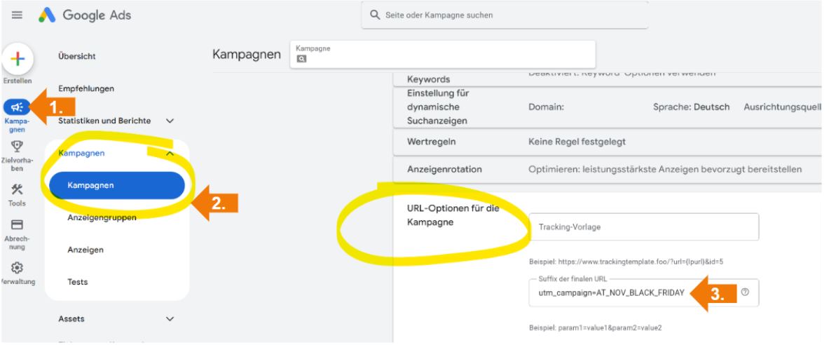 Google Ads Kampagnenname manuell vergeben