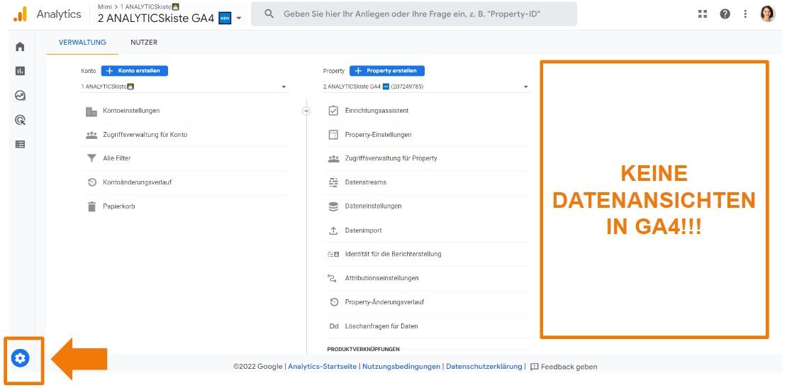 Google Analytics 4 - Admin Interface