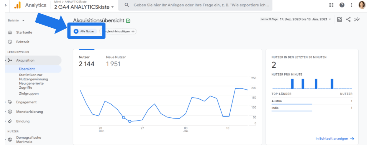 Google Analytics 4 - Alle Nutzer Segment