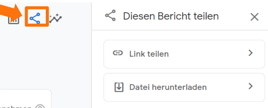 Google Analytics 4 Berichtseinstellungen - Bericht teilen