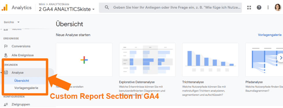 Google Analytics 4 - Custom Report Section