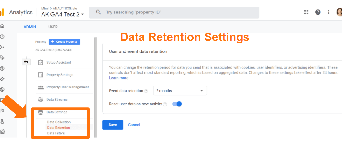 Google Analytics 4 - Data Retention Settings