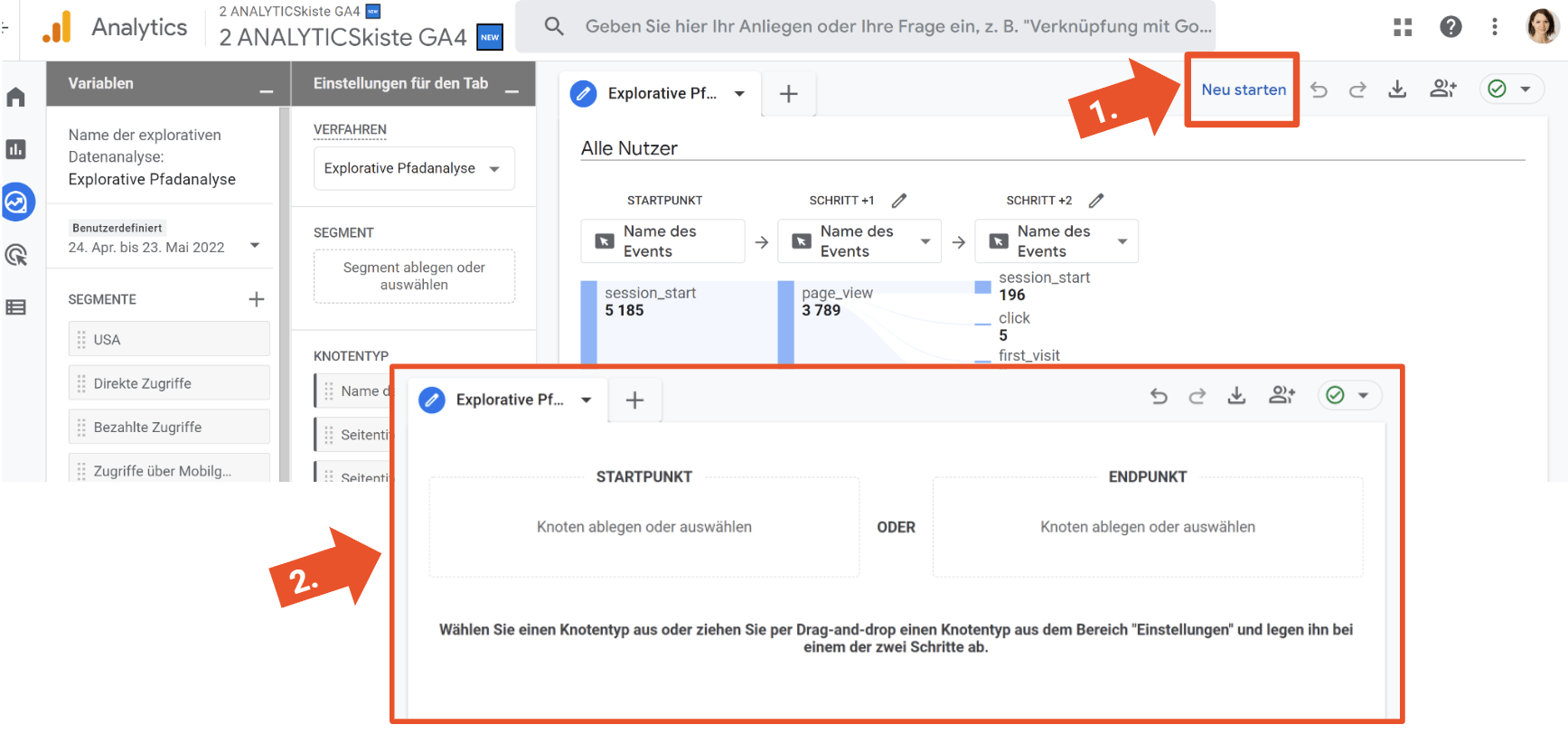 Google Analytics 4 Konfiguration Pfadanalyse