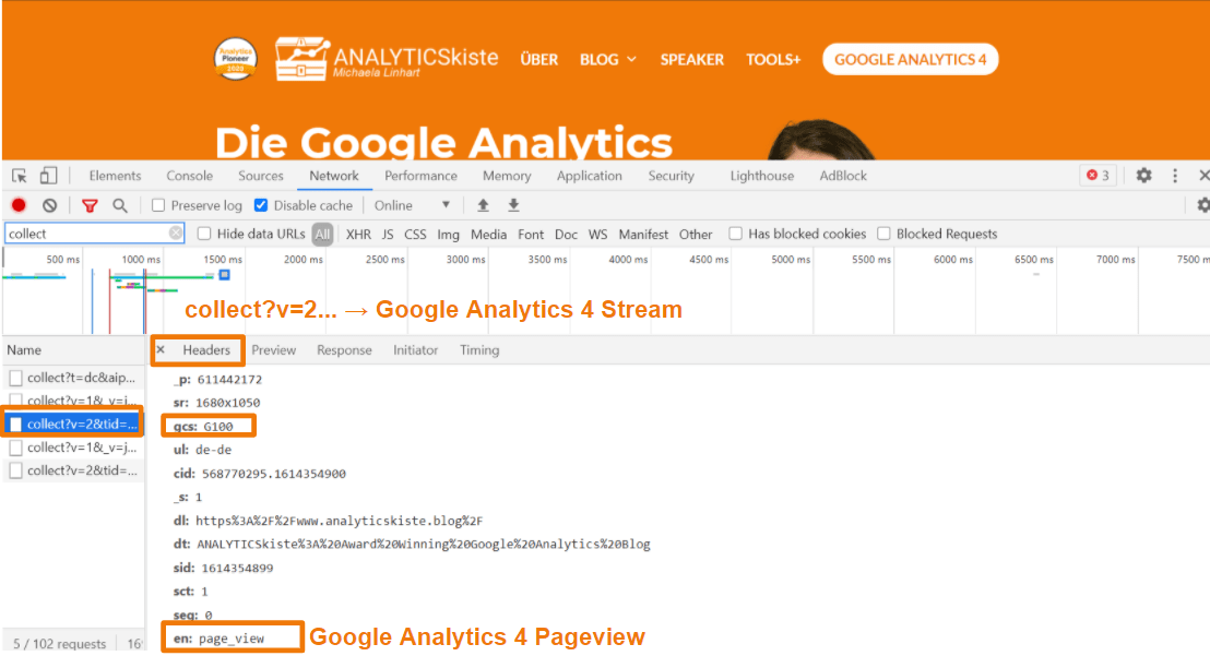 Google Analytics 4 Stream in der Developer Console