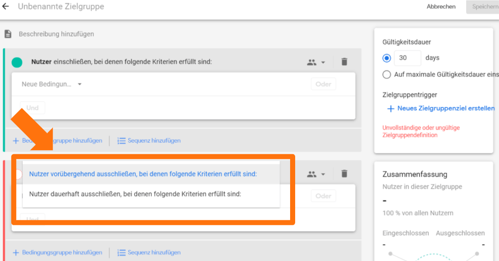 Google Analytics 4 - Temporäre vs Permanente Audience Excludes