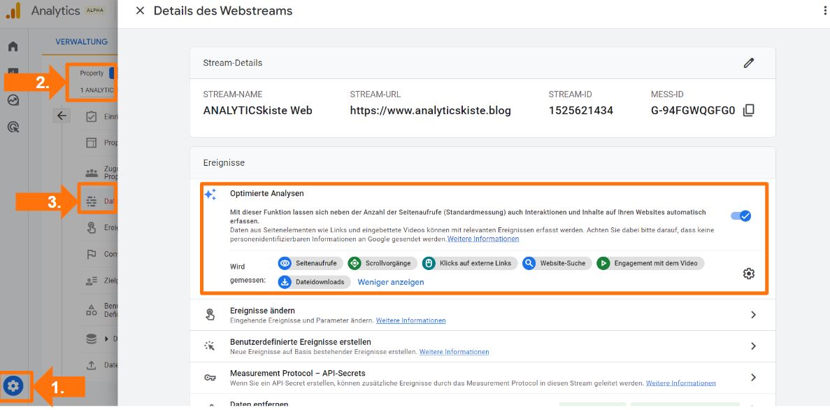 Google Analytics 4 WEB Datenstream