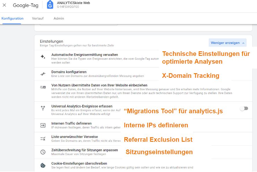 Google Tag Einstellungen in GA4