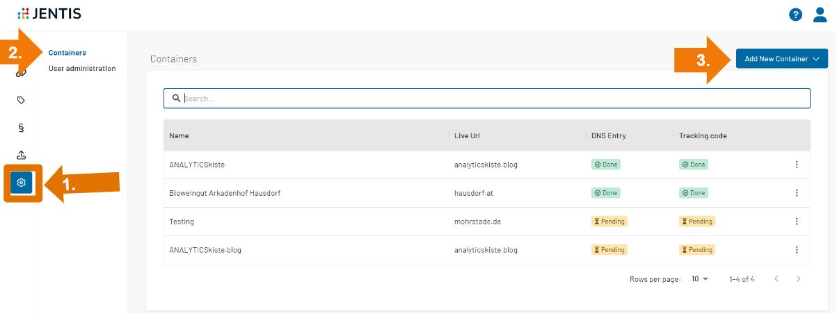 JENTIS Container Config im JTM