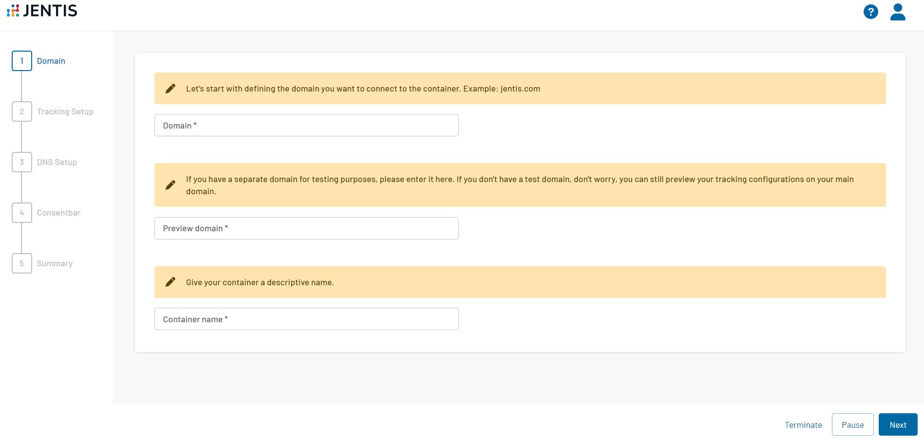 JENTIS Container Setup Assistent