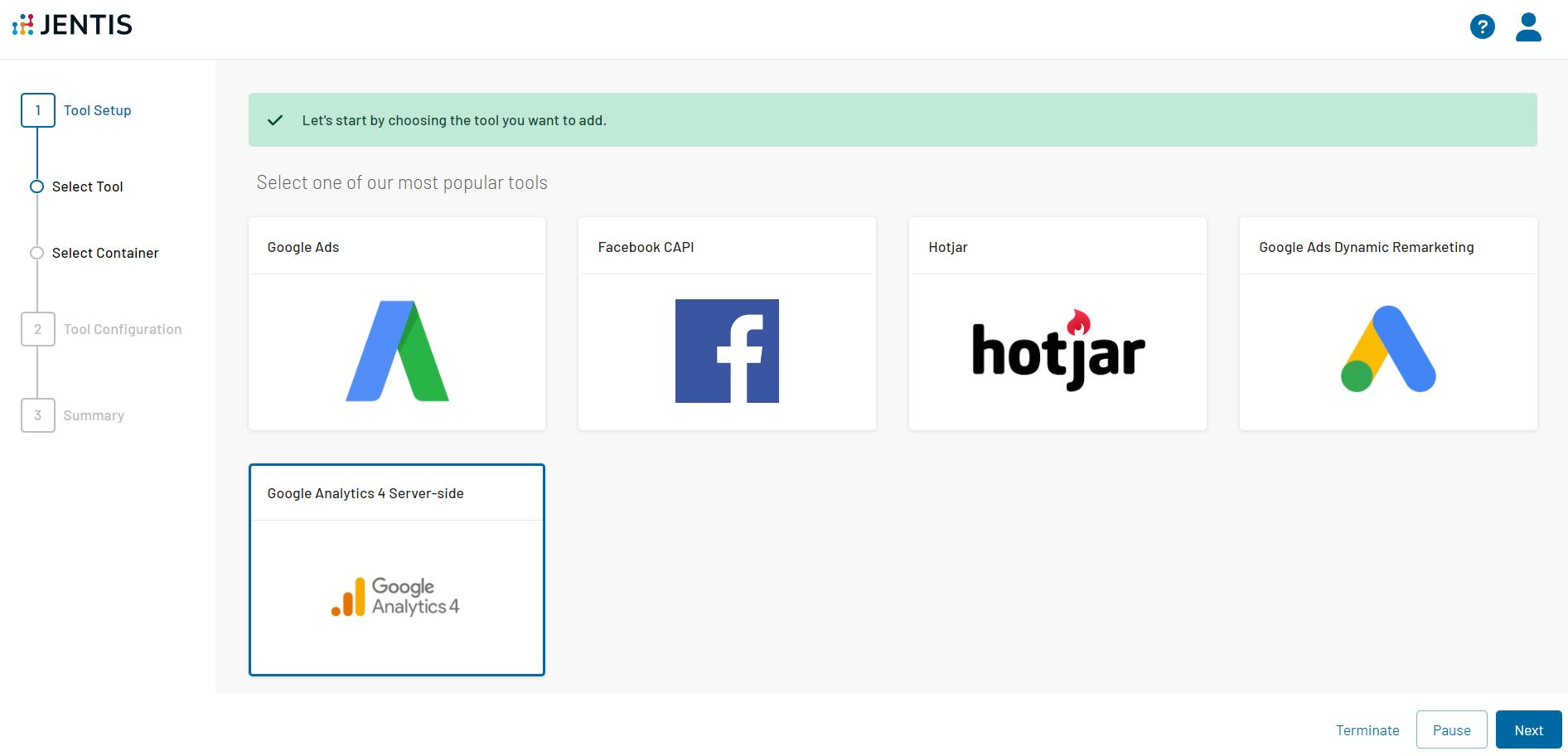 JENTIS Tool Setup Assistent