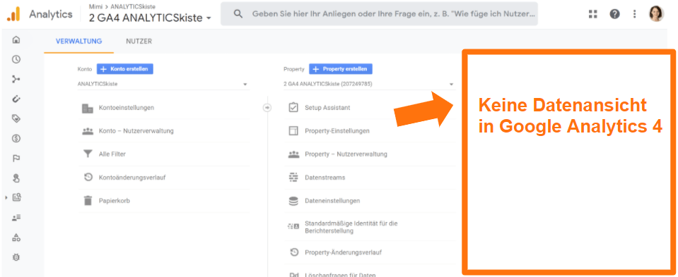 Keine Datenansichten in Google Analytics 4