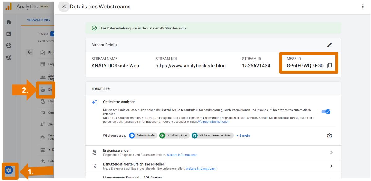 Mess ID in GA4 finden