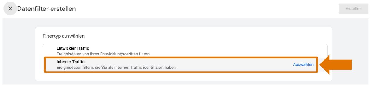Neuen internen Filter in GA4 erstellen