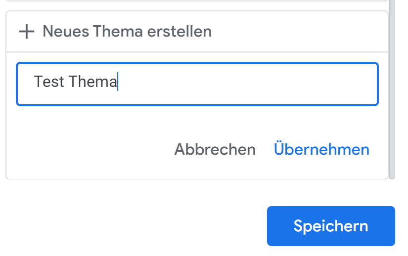GA4 Neues Thema erstellen