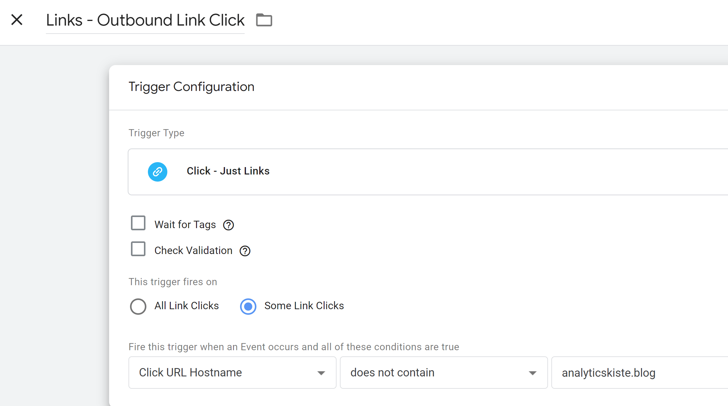 Outbound Link Trigger für GTM