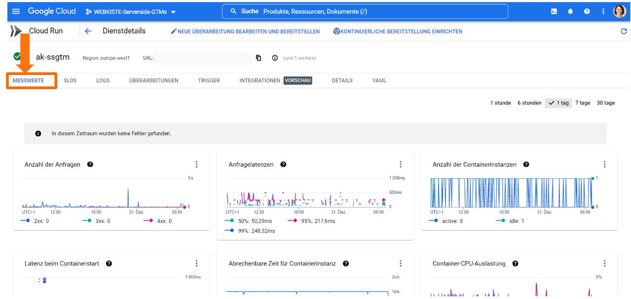 Prüfung der Cloud Run Server Auslastung
