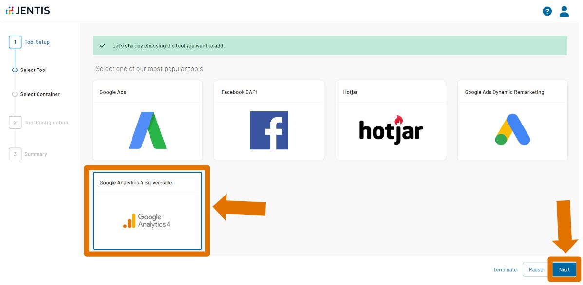 Schritt 1 - GA4 als Vendor wählen