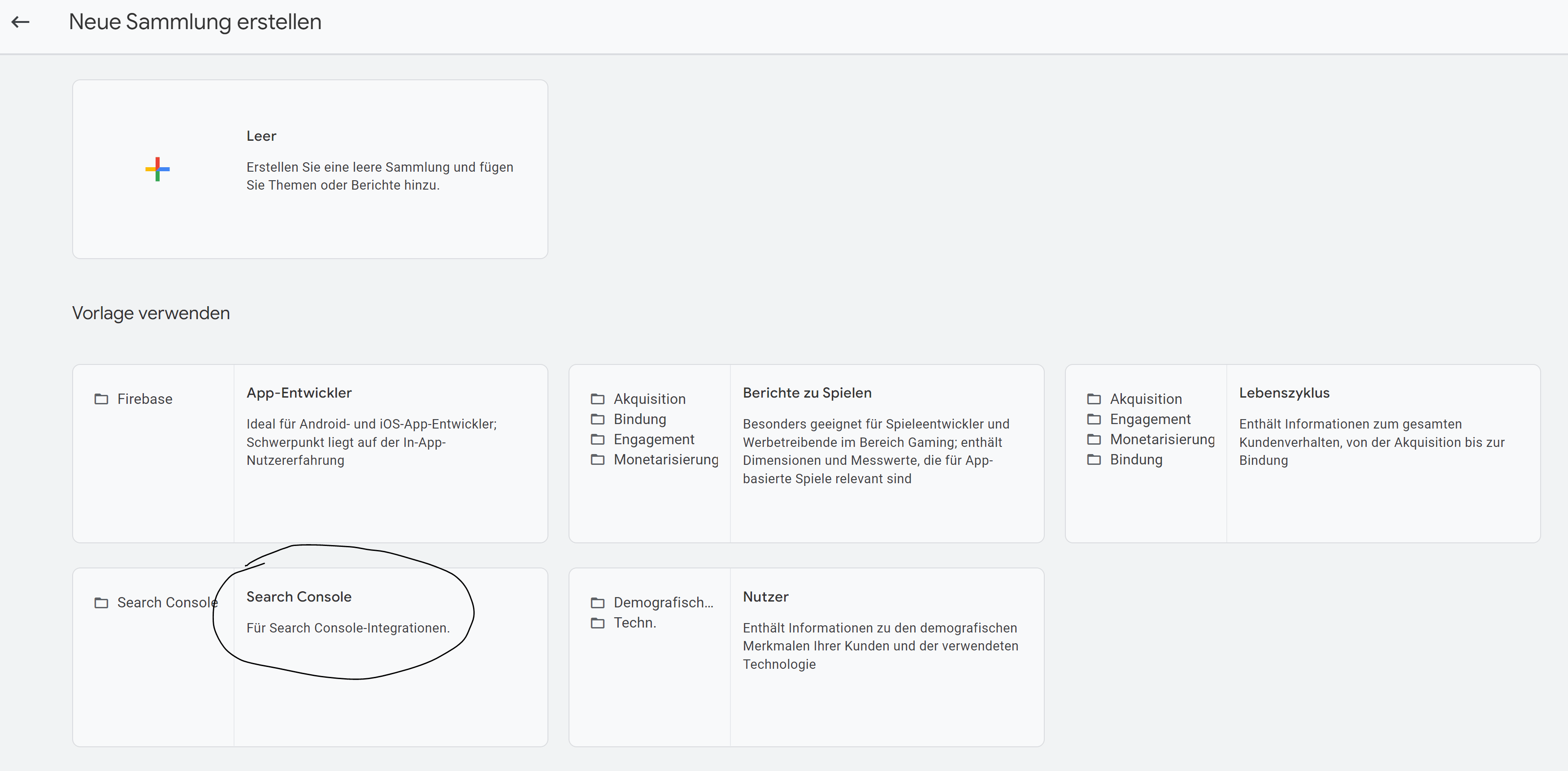 Search Console Sammlung aktivieren