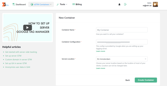 Stape Server Location auswählen