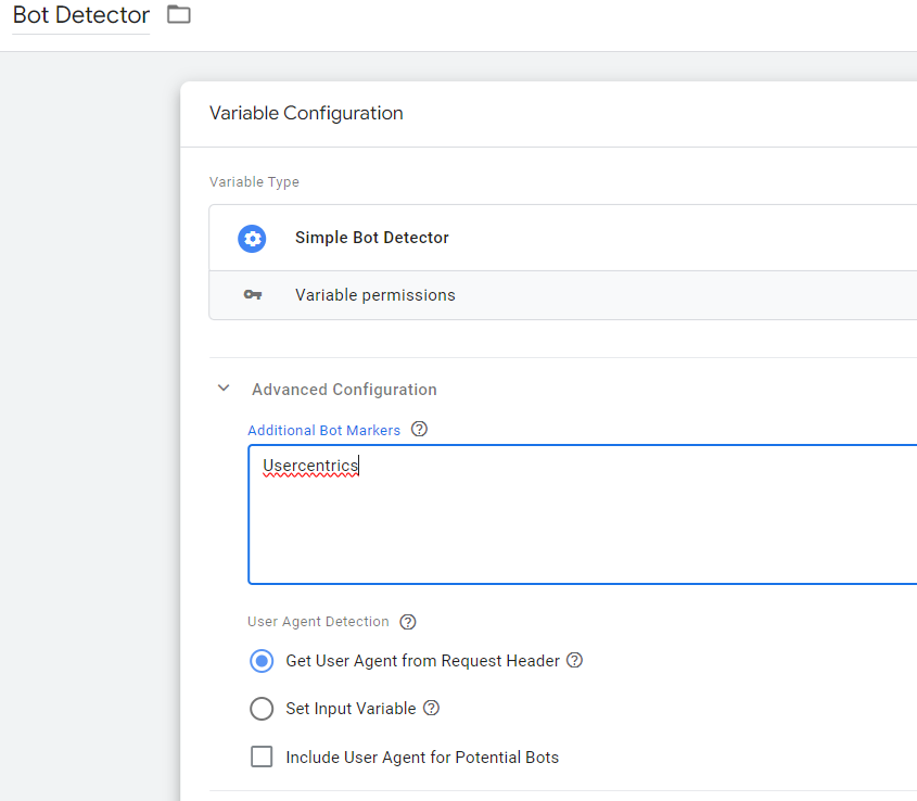 Usercentrics Zugriffe via Simple Bot Detector Template ausschließen