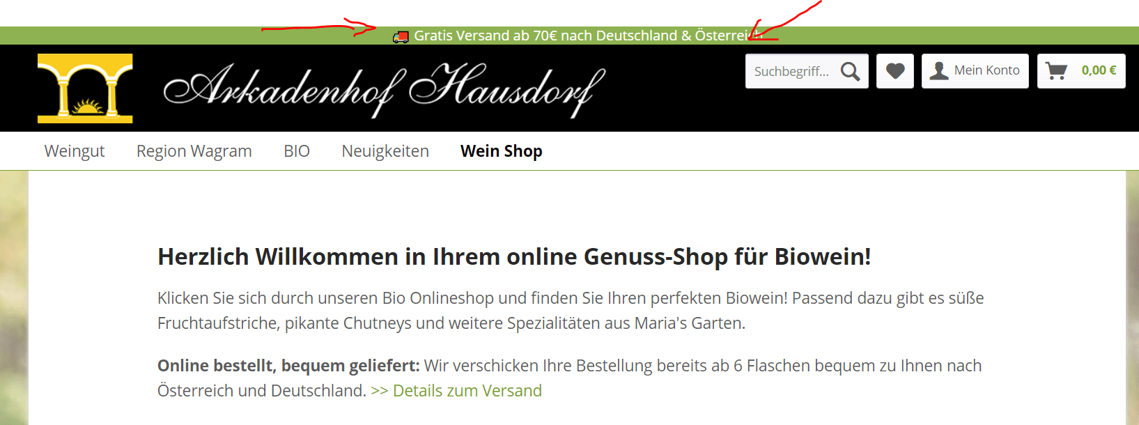 Versandfrei ab X Euro