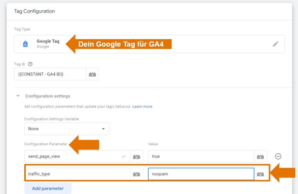 Web GTM Container - Google Tag - Config Parameter traffic_type